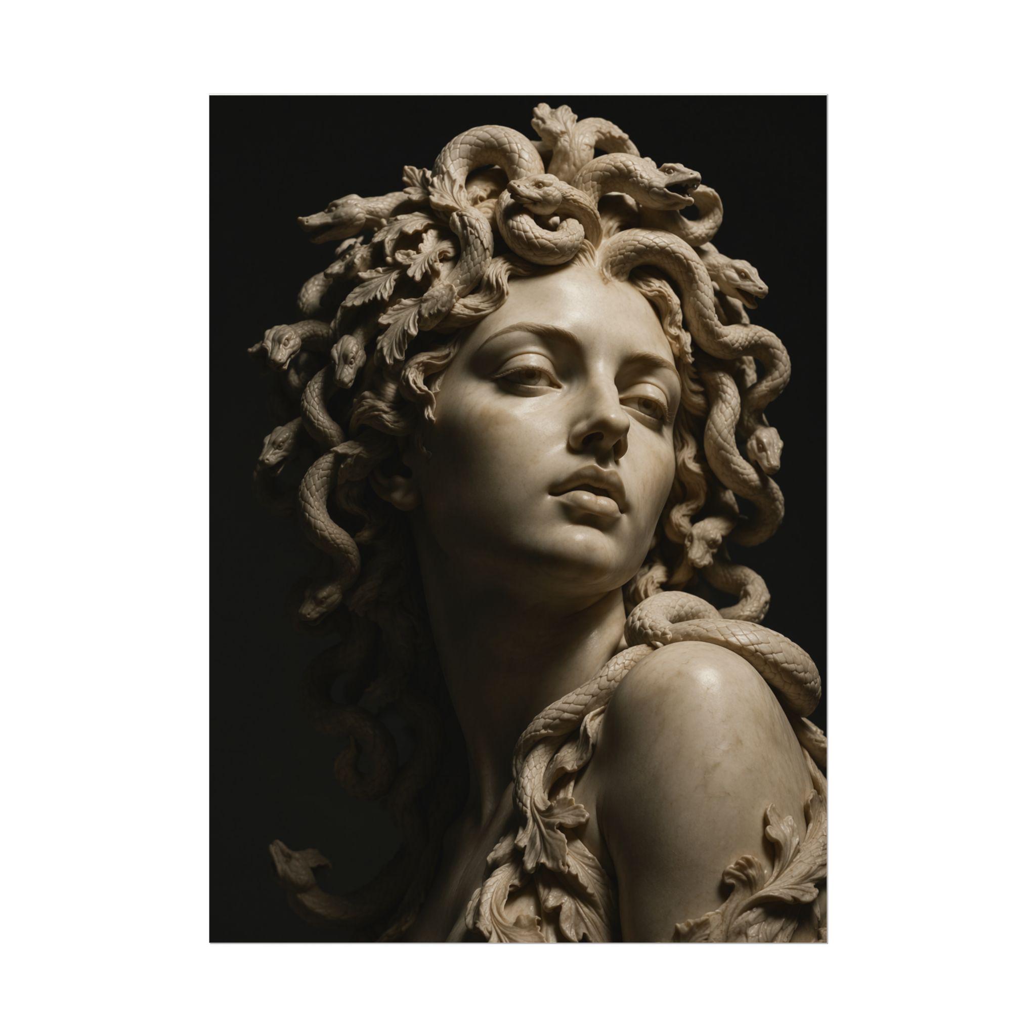 Medusa Marble Bust Poster | Textured Watercolor Matte Wall Art - Etsy