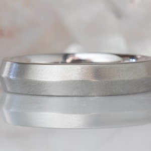 Wide Knife Edge Gold Wedding Band image 2