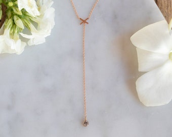 XO Diamond Lariat Necklace