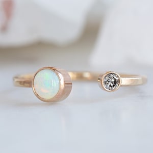 Open Cuff Diamond + Opal Ring