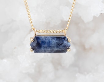 Raw Geometric Sapphire Necklace