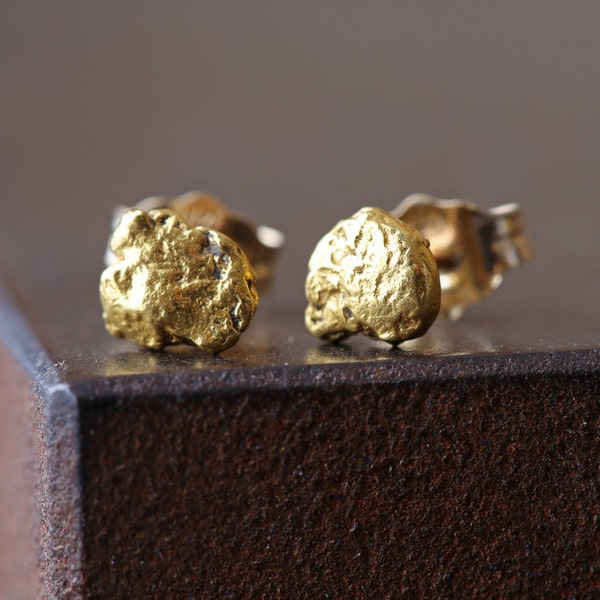 Raw Gold Nugget Stud Earrings