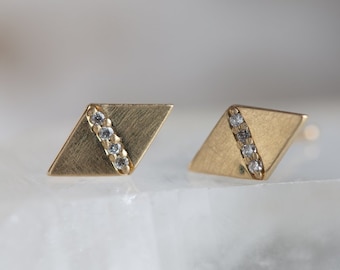 Geometric Pavé Diamond Studs