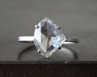 Custom Clear- White Rose Cut Diamond Ring