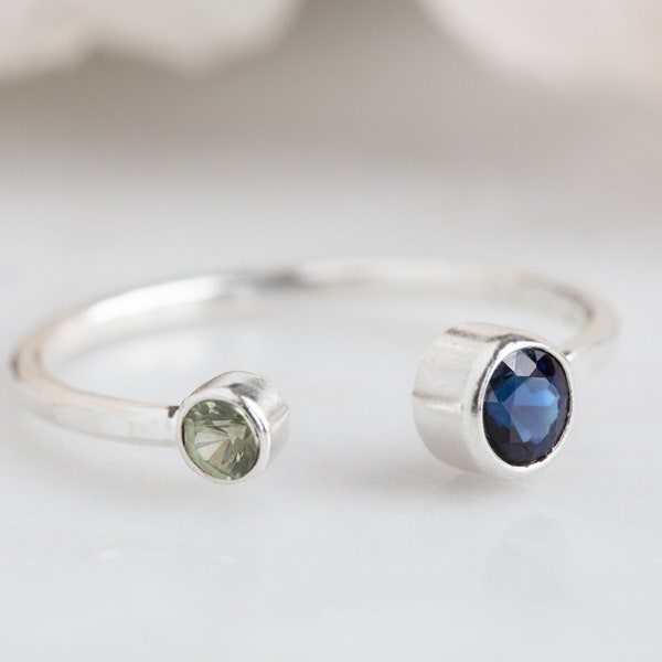 Open Cuff Blue + Green Sapphire Ring