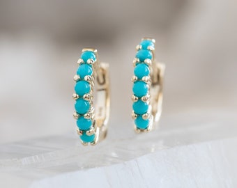 Turquoise Huggie Hoop Earrings