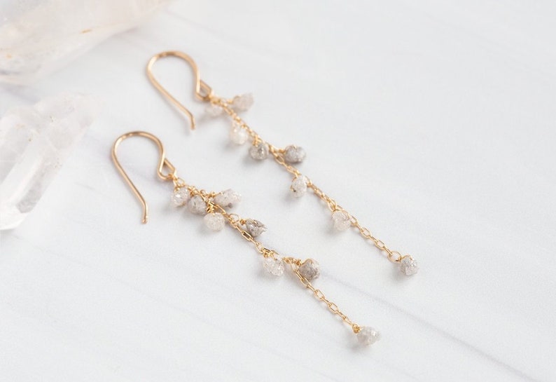 Rough Diamond Cascade Earrings image 4