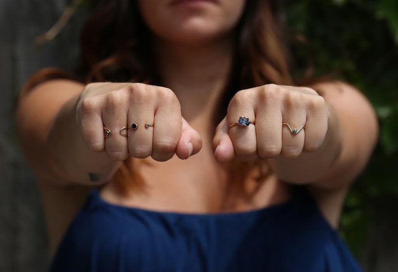 Open Cuff Blue Green Sapphire Ring