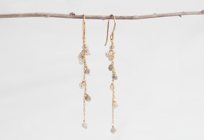 Rough Diamond Cascade Earrings image 3