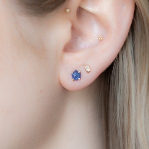 Natural Rose Cut Blue Sapphire Hexagon Studs image 3