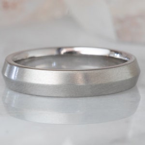 Wide Knife Edge Gold Wedding Band image 4