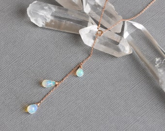 Natural Opal Cascade Lariat Necklace