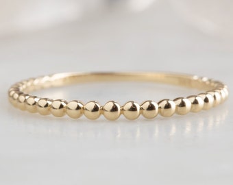 Gold Beaded Stacking Band