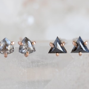 Natural Rose Cut Diamond Trillion Studs