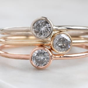 Round Salt + Pepper Diamond Stacking Ring