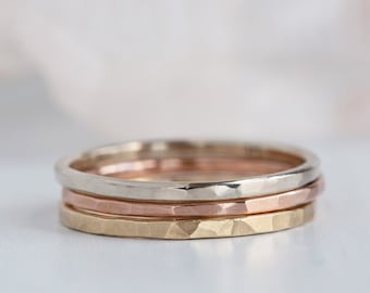 Hammered 14k Gold Stacking Band