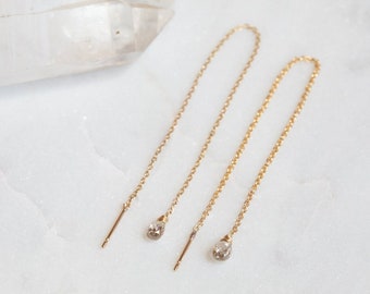 Simple Diamond Drop Thread Earrings