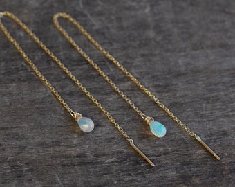 Natural Opal Thread Earrings