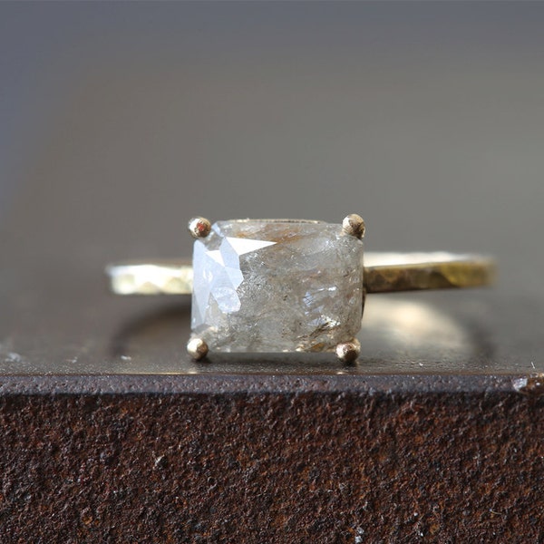 Natural Rose Cut Silver-Champagne Diamond Ring