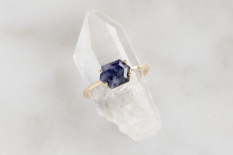 Raw Sapphire Hexagon Ring image 4