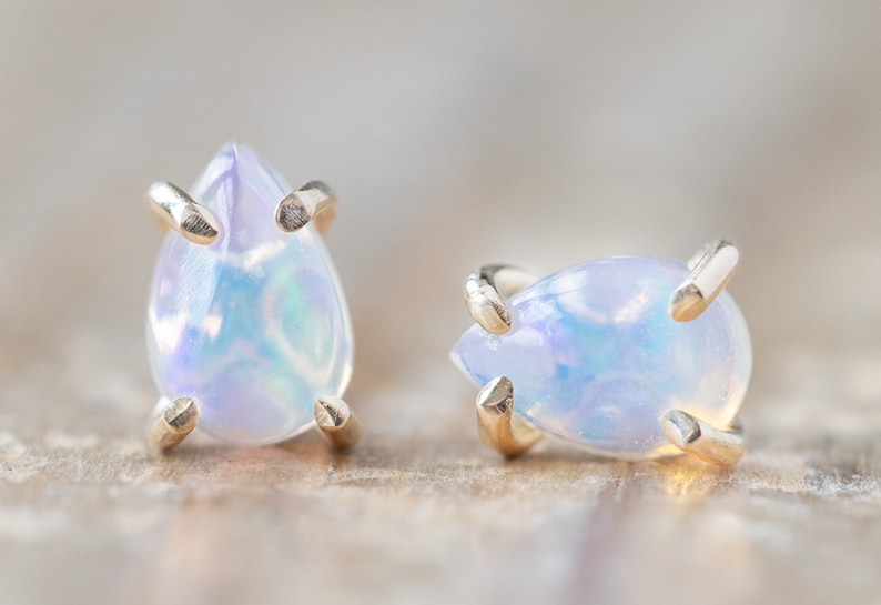 Opal Teardrop Stud Earrings 