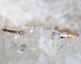 Opal + Diamond Cuff Bracelet