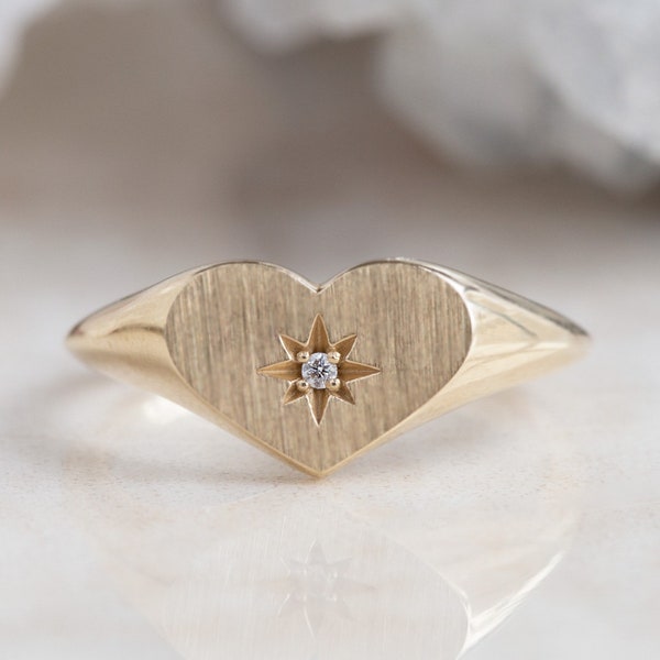 Sweetheart Diamond Signet Ring