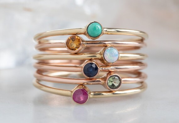 Stackable birthstone rings etsy sale