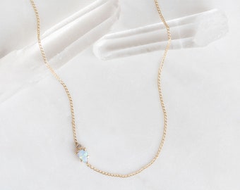 Asymmetrical Opal + Diamond Necklace