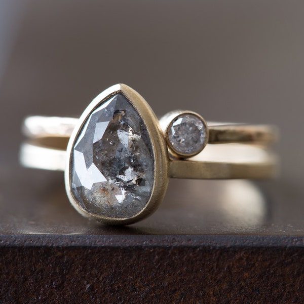 Natural Silver-Clear Rose Cut Diamond Ring- Engagement
