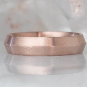 Wide Knife Edge Gold Wedding Band image 3