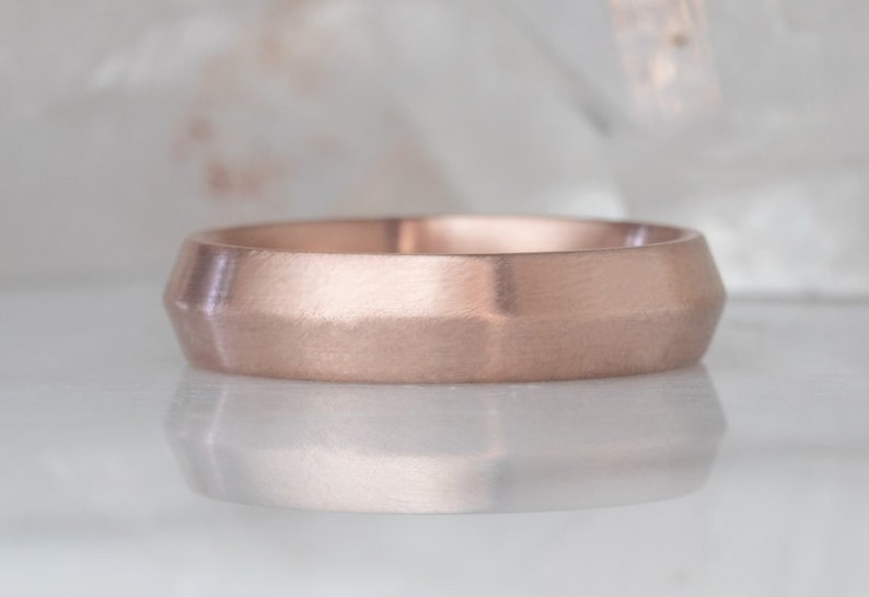 Wide Knife Edge Gold Wedding Band image 3