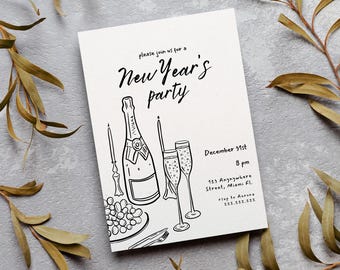 Invito alla festa di Capodanno, Invito di Capodanno, Celebrazione di Capodanno, Invito di Capodanno, Saluti al nuovo anno