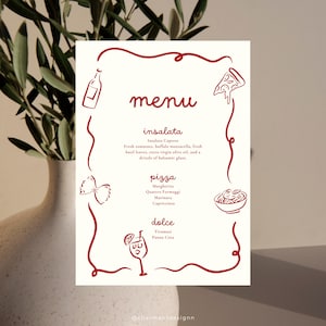 Italian Wedding Menu, Italian Dinner Party, Italian Dinner Party Menu, Italy Themed Menu, Italian Menu Card, Mediterranean Menu, Amalfi Menu