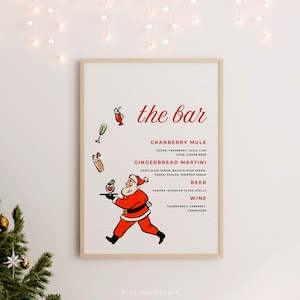 Christmas Bar Menu, Christmas Cocktails, Christmas Drink Sign, Christmas Bar Sign, Christmas Cocktail Sign, Holiday Cocktail Sign, Christmas