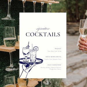 Bebidas Firmadas de Boda, Cartel de Cócteles Especiales, Cartel del Menú del Bar de Boda, Cartel de Bebidas Firmadas, Menú del Bar de Boda