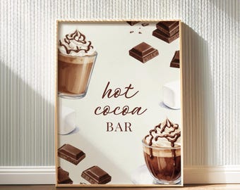 Hot Cocoa Sign, Holiday Drinks, Hot Chocolate Bar Sign, Christmas Bar Menu Template,  Hot Cocoa Bar, Holiday Bar Menu, Winter Party