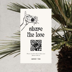 Cartel de Código QR para Compartir el Amor, Cartel para Fotos de Boda, Carteles para Fotos de Boda, Compartir Fotos en la Boda