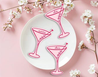 Martini Place Card Template, Cocktail Name Card, Galentines Place Card, Martini Place Card, Pink Cocktail Place Card, Pink Place Card