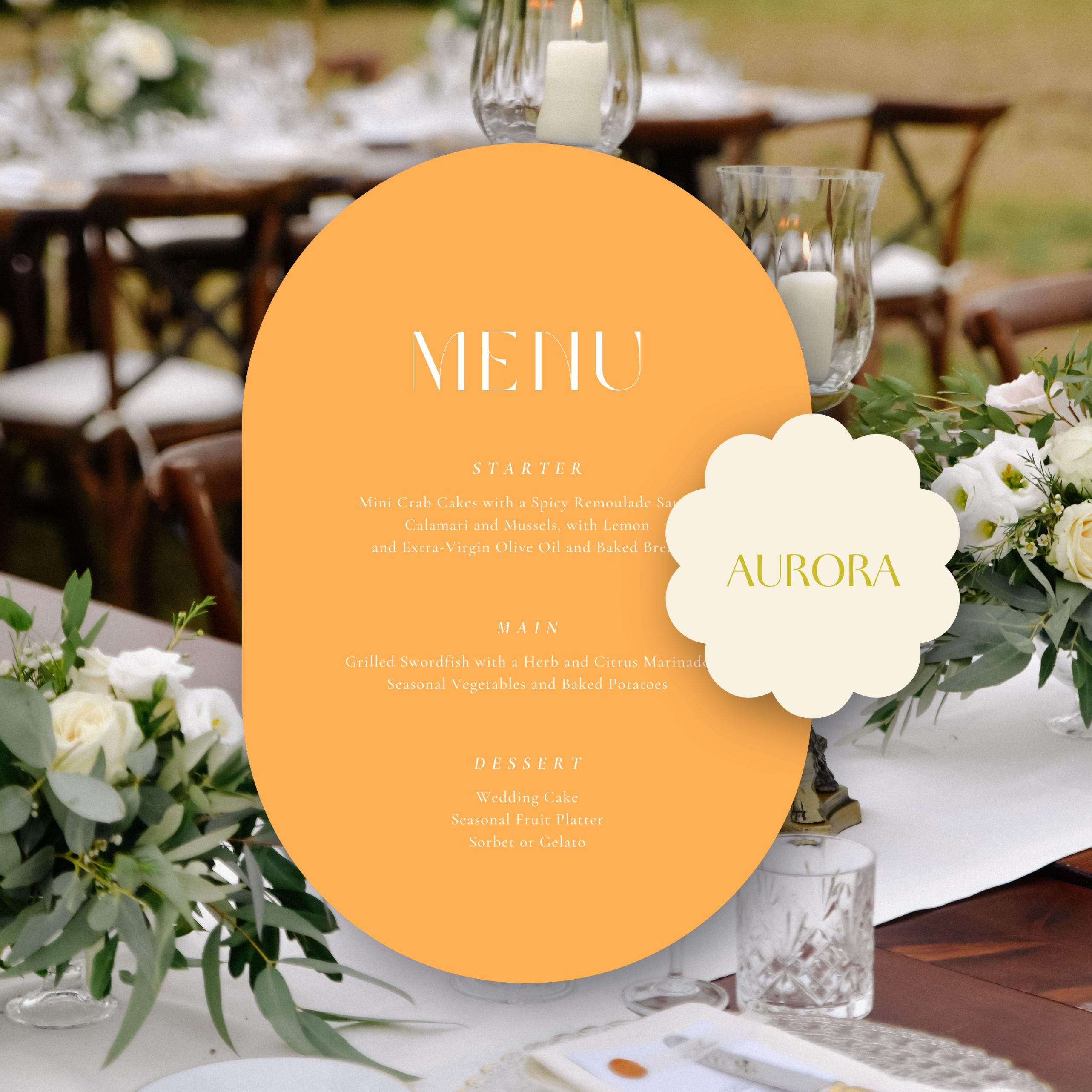 Wedding Menu, Unique Wedding Menu Templates, Canva Wedding Menu, Wedding Dinner Menu, Custom Menu Card, Orange Wedding Menu