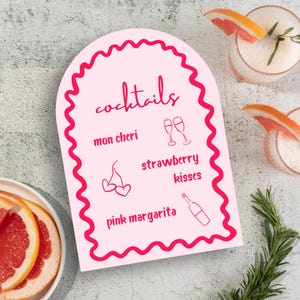 Cartel de menú de bar para Galentine's, Menú de bar, Bar de cócteles para Galentine's, Cartel de bebidas para San Valentín