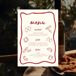 Italian Wedding Menu, Italian Dinner Party, Italian Dinner Party Menu, Italy Themed Menu, Italian Menu Card, Italy Theme Wedding