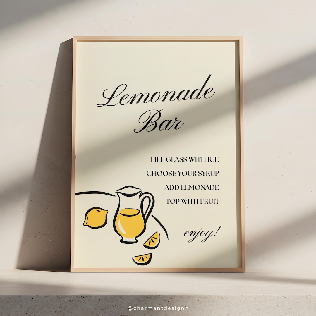 Lemonade Bar Sign, Editable Drink Station Template (canva) - Etsy