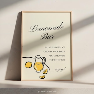 Lemonade Bar Sign, Canva Drinks Sign, Bridal Shower Drink Sign, Editable Canva Template, Lemonade Station, Birthday Lemonade, Lemonade Bar