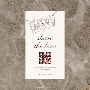 Cartel de Código QR para Compartir el Amor, Cartel para Fotos de Boda, Carteles para Fotos de Boda, Compartir Fotos en la Boda