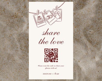 Share The Love QR Code Wedding Sign, Photo Sharing (Digital Download)