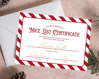 Christmas Nice List Certificate, Santa's Official Document (Canva Template, Digital Download)
