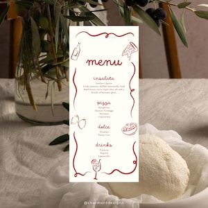 Italian Wedding Menu, Italian Dinner Party, Italian Dinner Party Menu, Italy Themed Menu, Italian Menu Card, Mediterranean Menu, Amalfi Menu