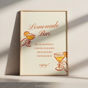 Lemonade Bar Sign, Canva Drinks Sign, Editable Canva Template, Lemonade Station, Birthday Lemonade, Lemonade Bar, Summer Party Drink Station