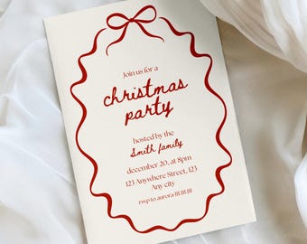 Whimsical Christmas Party Invitation, Editable Holiday Party Invite, Xmas Party Card, Printable Christmas Invitation Template, CH5